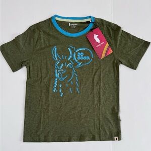 Cotopaxi Talking Llama Kid’s T-Shirt, kids M Unisex, Pine, NWT